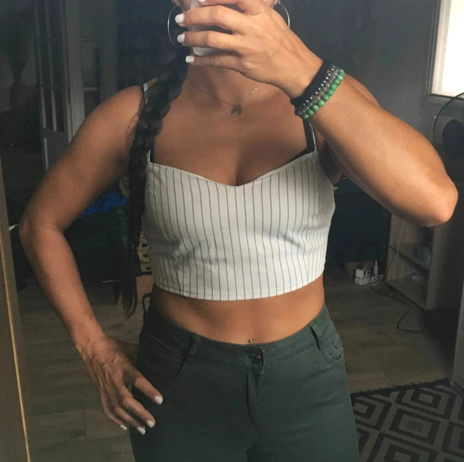 Witte gestreepte crop top van Pimkie – photo 4